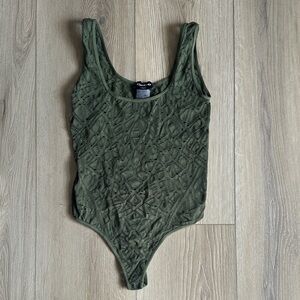 Bebe Khaki Lace Detail Top